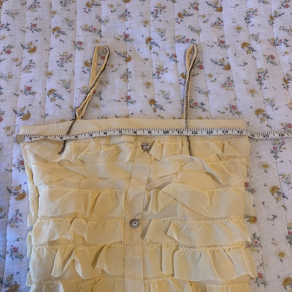 NWT Juju Butter Yellow Sleeveless Ruffle Mini Dress Size XS-S Jeweled Button-Up - Picture 5 of 9